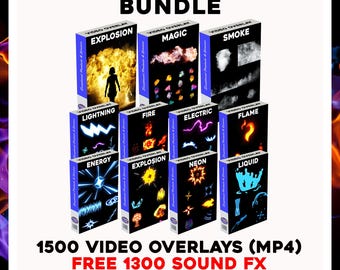 Video Overlays Bundle - Realistic & Cartoon + Sound Effects - Video Editing Elements