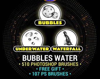 Bubbles Effects: 510 Photoshop Brushes With Underwater Ripples, Water Splashes, Waterfall + Free Christmas Elements