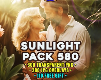 Sunlight Overlays: 580 Transparent PNG & JPG, Sun Rays, Sun Flare, Starburst, Dreamy Light