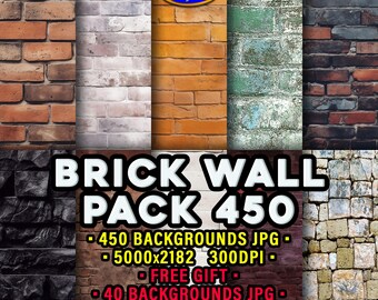 Brick Wall Background & Backdrop: 450 5K High Resolution JPG For Graphic Design Use