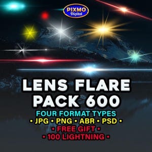Lens Flare Effects Pack: 600 Overlays in 4 Formattypen (Png, Jpg, Psd, Abr)