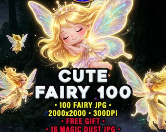 Magical Fairy Overlays: 100 JPG Graphics 300dpi for Digital Art, Junk Journal & Scrapbook