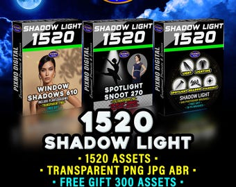 Shadow & Light Effects Bundle: 1520 Transparent PNG, Jpg And Photoshop Brushes ABR