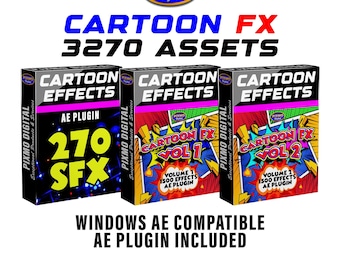 Cartoon Effects Bundle: VFX Plugin Extension + AE Templates & Presets With Sound Effects SFX