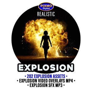 Superposiciones de vídeo de explosiones realistas con efectos de sonido para creadores de contenido y edición de vídeo.