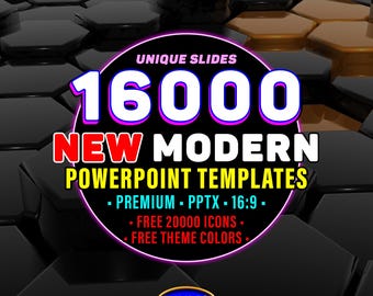 Modern PowerPoint 16000 Presentation Template Collection, Professional Editable Slides with Icons