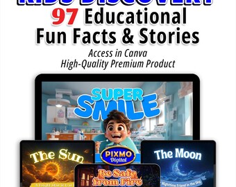 Kids Discovery Educational Fun Facts & Stories Access in Canva - Children stories ebook and video