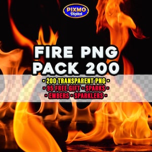 Fire Overlays Transparent PNG: 200 Realistic Fire + Free Gift Dramatic Sparks & Embers, Sparklers