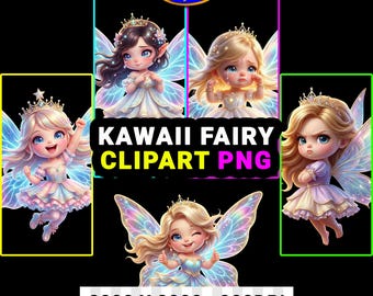 Fairy Clipart PNG: 20 Kawaii Fairies Transparent Background For Junk Journals & Scrapbooks
