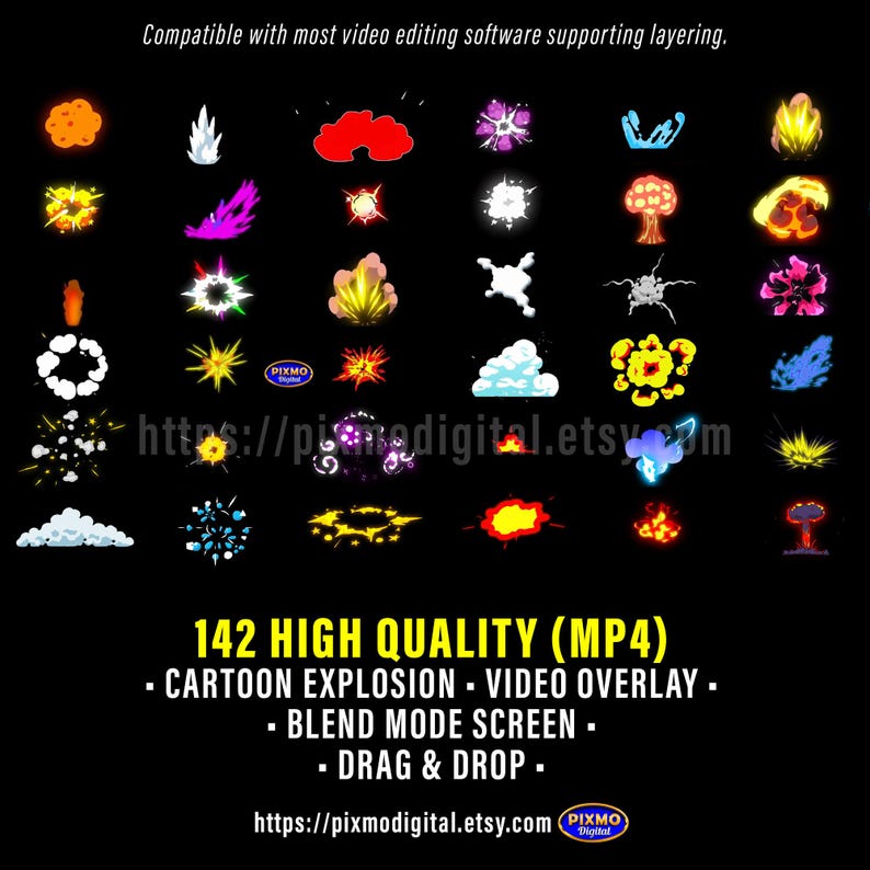 Video Overlays Bundle - Realistic & Cartoon + Sound Effects - Video ...