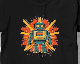 Robot T-shirt, Vintage Shirt, Cool Retro Metal Scifi Robot Tshirt, 80s, Cyberpunk