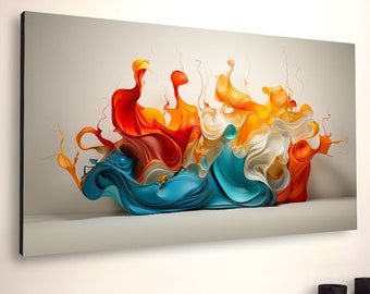 Abstract Paint Splash Canvas Art: Colorful Swirl Print
