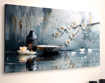 Magnolia Blossom Canvas Print: Spa Bathroom Wall Art