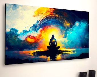 Chakra Meditation Canvas Art: Abstract Spiritual Print, Ready to Hang
