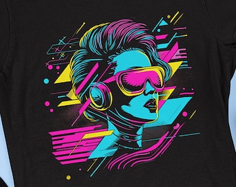 90s Girl Retro Tshirt, Vintage Pop 1990s style, cool music t-shirt, Party shirt, Neon dance clothing, gift for girls, Cyberpunk Women Tee