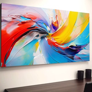 Colorful Paint Canvas Abstract Oil Painting Splatter Style Wall Art, Canvas Poster Print, Home Kitchen Office Room Decor, Gifts, Splash Art