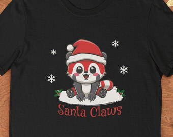 Red Panda Christmas T-Shirt: Santa Claws Holiday Tee