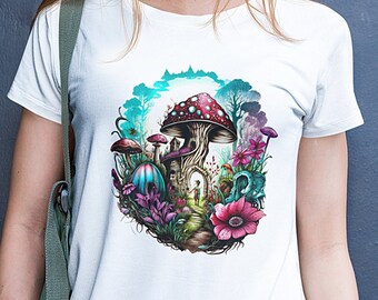 Esthetische paddestoel shirt, magische paddestoel shirt, Cottagecore shirt, Forestcore tshirt, Goblincore tshirt, botanische shirt, paddestoel shirt