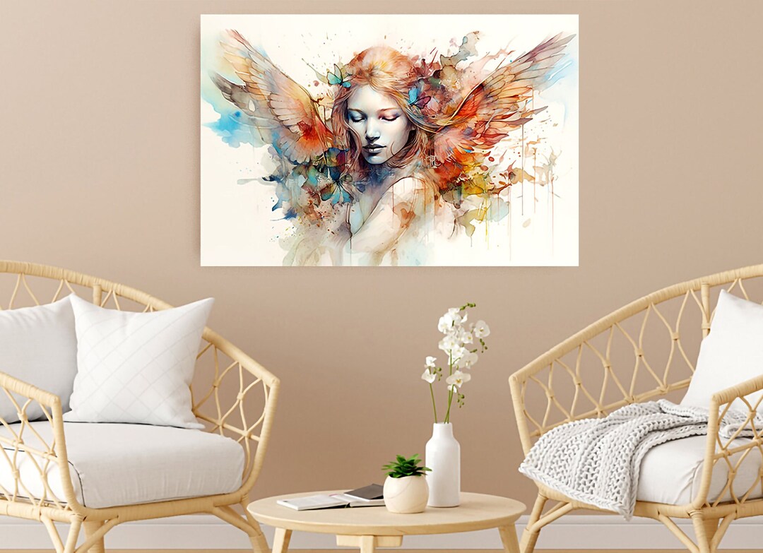 Angel Canvas Wall Art Butterfly Winged Angel Unique Art. Etsy UK