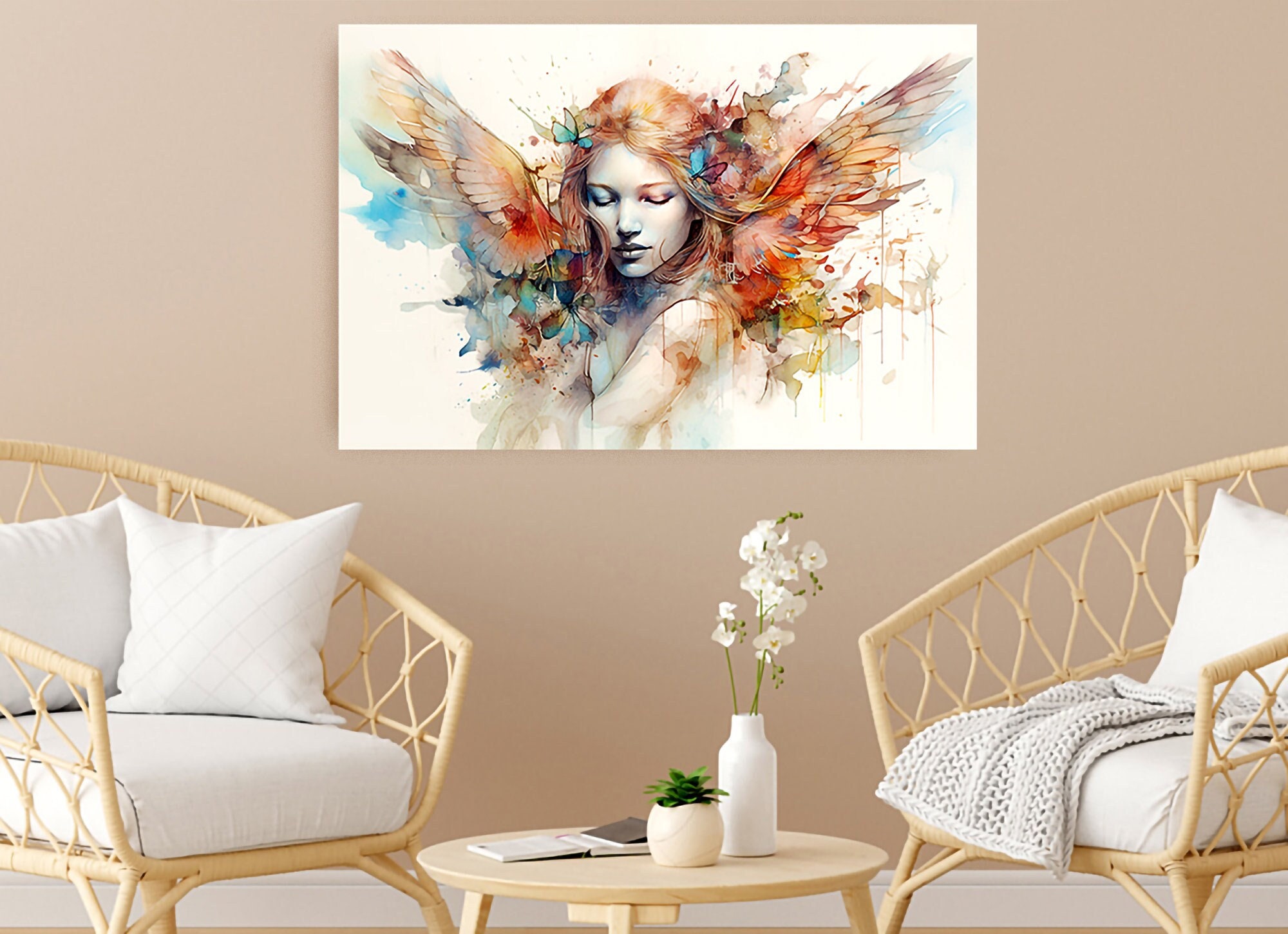Angel Canvas Wall Art, Butterfly Winged Angel Unique Art. Beautiful ...