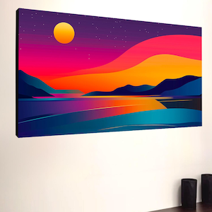 Abstract Sunset Art Canvas, Sunset Sea Print, Swirl Picture Home Decor, Office Painting, Papercraft Canvas, Swirl Wall Art, Sunrise Sea