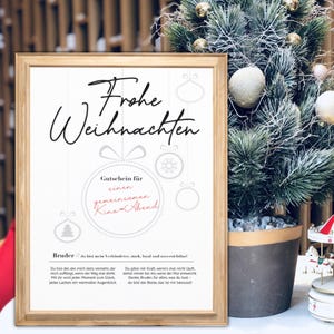 Bruder Gutschein Frohe Weihnachten Verpackung selber ausdrucken, schnelles Geschenk