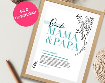 Photo de remerciement pour les parents Affiche de remerciement pour maman et papa Lettre de remerciement aux parents Cadeau des parents pour le mariage Cadeau d'anniversaire de mariage pour maman Papa