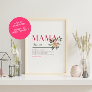 Regalo para mamá carta de agradecimiento a la madre regalo de cumpleaños decoración del cartel para la esposa mejor madre descarga digital rápida