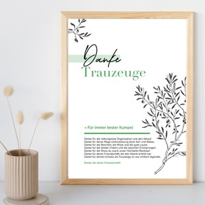 Regalo para padrino o mejor amigo, cartel digital de agradecimiento como regalo rápido de padrino en una boda para imprimir usted mismo