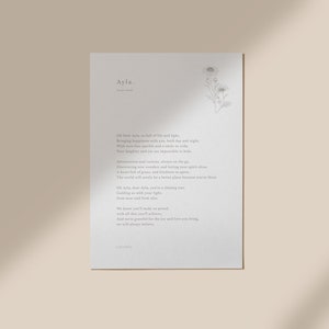 Personalised Poem, Custom unique name poem, Name Poem, Poem Baby, Child, Daughter, Son, Friend