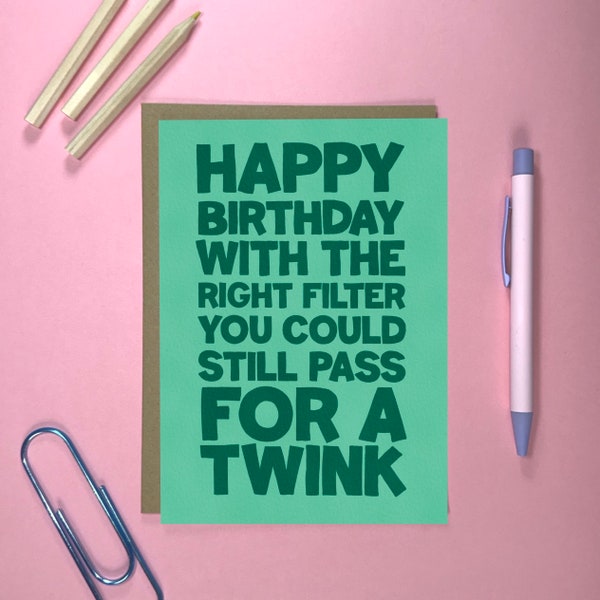 Gay Birthday Card | Funny Card for Gay Instragram User | Perfect for Gay Bear, Twink or Otter | by Running With Scissors