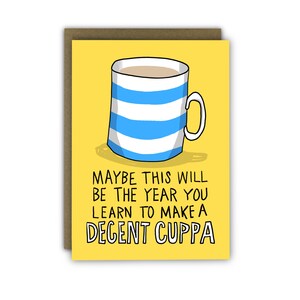 Carte d'anniversaire drôle | petite tasse bleue de bande de thé carte d'anniversaire effrontée | Design contemporain | Répandez la positivité avec des oeuvres d'art originales