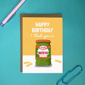 面白い誕生日カード | ペストはパスタ好きにぴったりの最高のカード | 夫、彼氏、炭水化物好きにぴったり | ポジティブな気持ちを広めよう