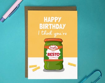 Funny Pesto Birthday Card: Pasta Lover Gift