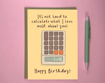 Funny Birthday Card | Retro Calculator Joke | Spread Positivity with this Rude Birthday Card | Orignal Artwork Card for Him