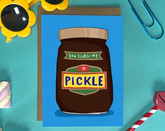 Funny Birthday Card | Branston Pickle You Tickle My Pickle Greeting Card | Classic British Food Pun | by Running with Scissors