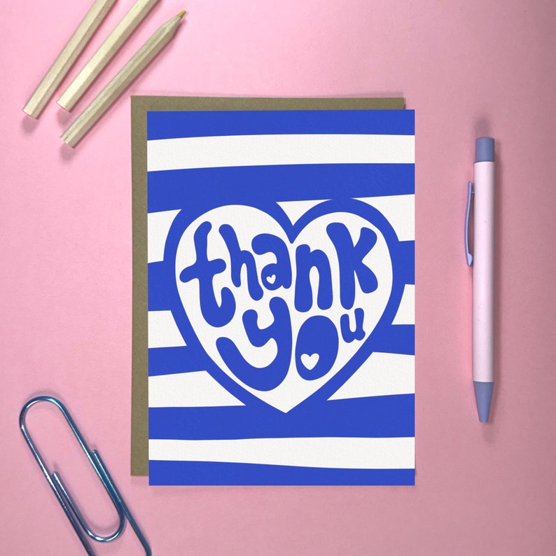 Cute Thank You Card for Men Hand Drawn Bubble Writing Love Etsy Australia
