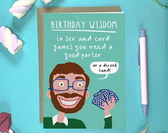 Rude Birthday Card | Sexy Card Game - A Decent Hand | for Dad, Brother, Son or Boyfriend  | Spread Positivity With This Funny Greeting Card