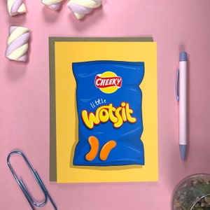 おもしろい誕生日カード | Wotsits の生意気な小さな Wotsit Crisps 風カード | オリジナルアートワークでポジティブさを広める | クラシックなイギリス料理の駄洒落