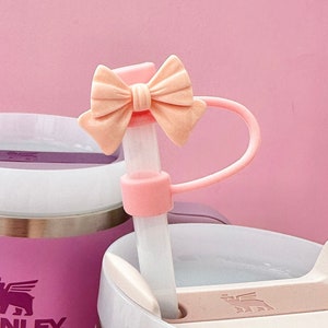 Bow Straw Topper | Cute Bow Tumbler Straw Cover | Silicone Cup Accessory | Tumbler Accessories | Pink Mint Lilac | Water Bottle Drink Topper