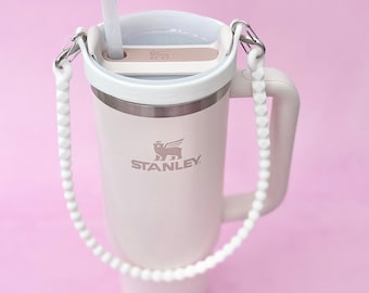 Tumbler Carrier | Cup Strap | Silicone Mug Accessory | Tumbler Accessories | Beige Pink | Water Bottle Carry Strap