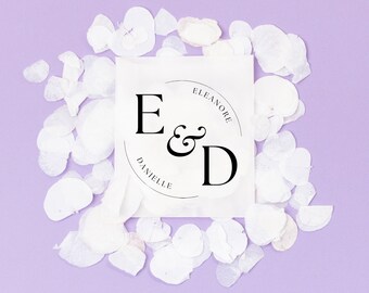 Wedding Confetti + Bags | White Confetti | Personalised Bags | Biodegradable Confetti | Dried, Real Petals | Glassine Packets + Confetti