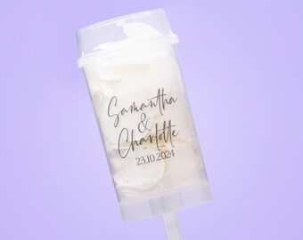 Confetti Poppers | Wedding Confetti Poppers | Personalised Poppers | White Biodegradable Confetti Petals