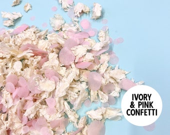 Ivory and Pink Wedding Confetti | Biodegradable Wedding Confetti | Petal Confetti & Paper Confetti | 1 Litre