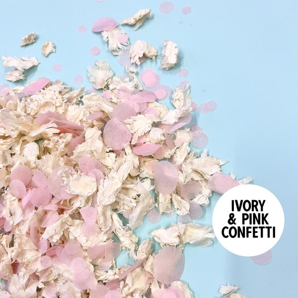 Ivory and Pink Wedding Confetti | Biodegradable Wedding Confetti | Petal Confetti & Paper Confetti | 1 Litre