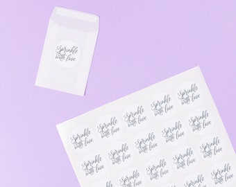 20 x Sprinkle With Love Frosted Packets + White Stickers | Glassine Confetti Bags | Biodegradable Bags | Small 9x7cm | Favours Confetti