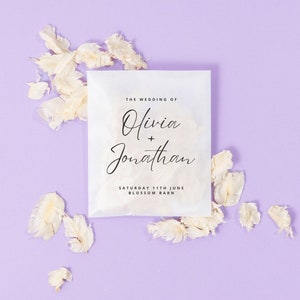 Wedding Confetti + Bags | Ivory Confetti | Personalised Bags | Biodegradable Confetti | Dried, Real Petals | Glassine Packets + Confetti