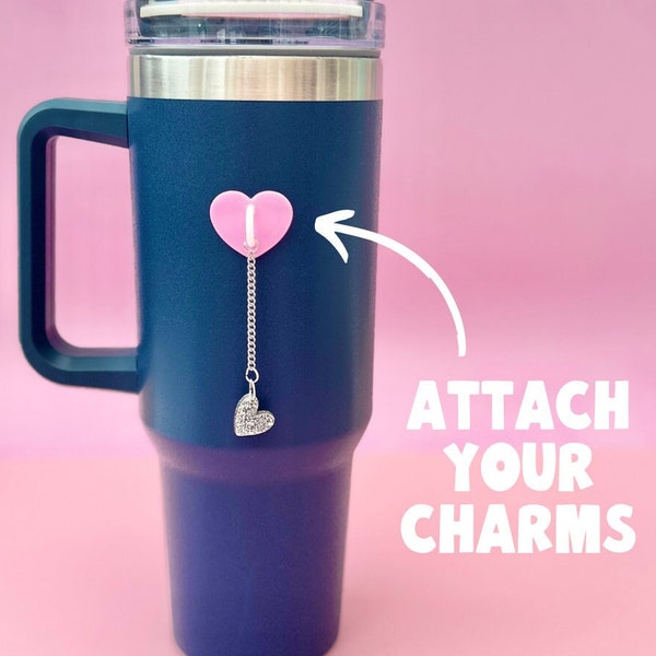 Heart Tumbler Accessory | Cup Sticker Accessory | Tumbler Accessories | Water Bottle Keyring Attachment | Tumbler Tag | Pom Pom Chain Charms