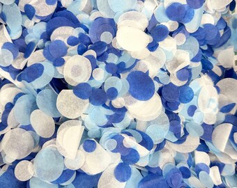 White Navy Blue Wedding Confetti | Pale Blue & Navy  Biodegradable Paper Circle Confetti | Throwing Tissue Confetti | 20g Bag | 20 Handfuls