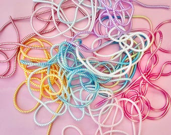 Coloured Phone Cable | Fun Headphone Protector | Cable Protection | Pink Blue Lilac Peach | iPhone Wire Cover | Office Funky Cable Wrap